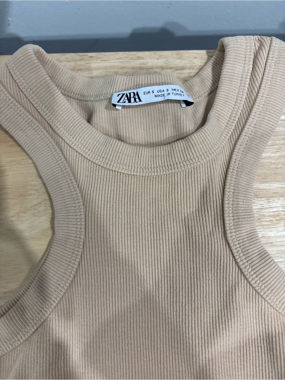 ZARA Neutral Ribbed Racerback Tank Top in Beige - Picture 3 of 5